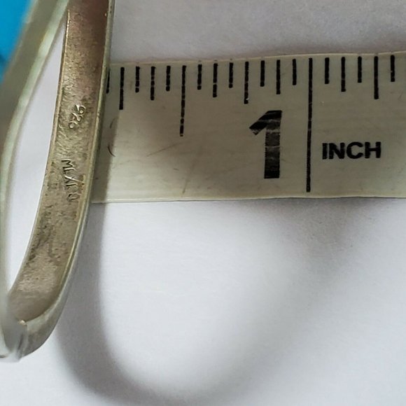 SOLD Sterling Silver Turquoise Inlaid Bracelet - Picture 11 of 12